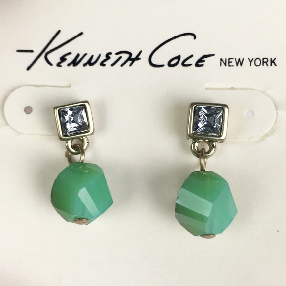 Kenneth Cole Jewelry - Kenneth Cole Green Stone Rhinestone Drop Earrings